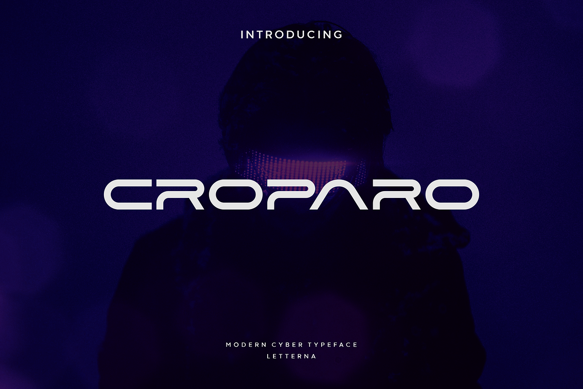Croparo - Futuristic Techno Typeface, a Sans Serif Font by Letterna (Photo 1 of 4)