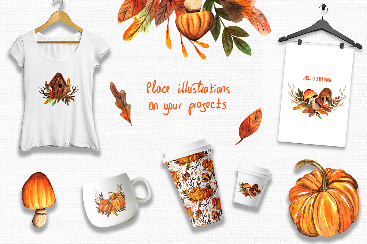 Watercolor Autumn Collection, an Illustration by TanataDesign (Photo 5 of 7)