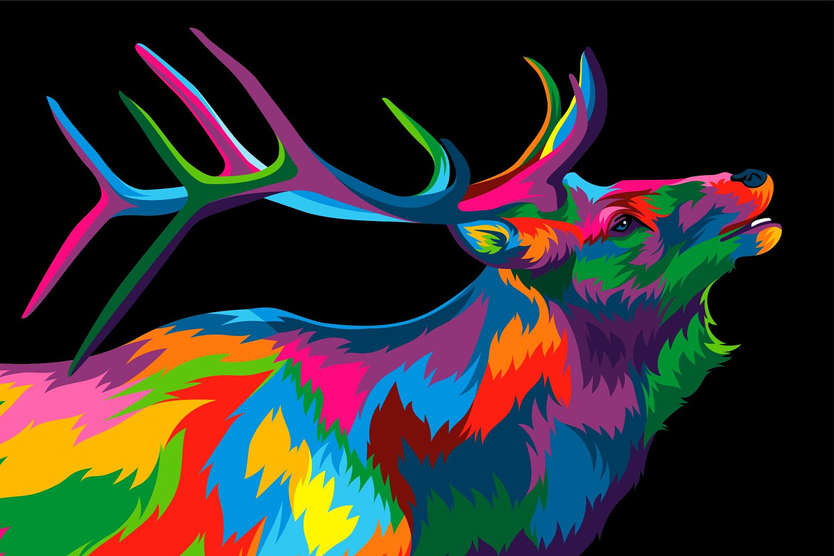 Deer colorful rainbow vector artwork, an Animal Illustration by weervector (Photo 2 of 2)