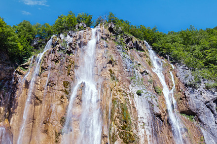 large waterfall in Plitvice Lakes National Park (Croatia), a Nature Photo by YuriyB