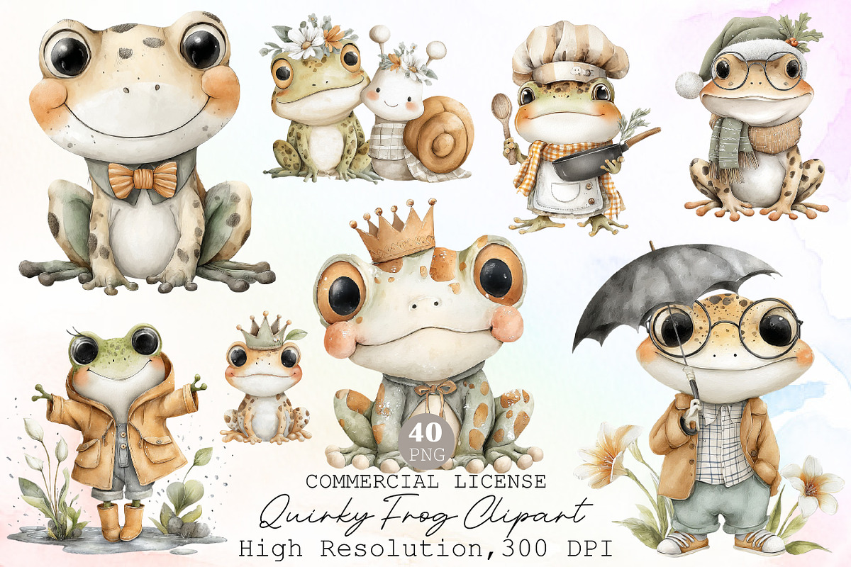 Quirky Frog Clipart, an Illustration by Sublimation Artist (Photo 1 of 6)