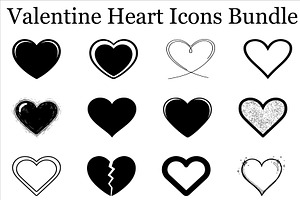 Valentine Heart Icons Bundle, a Graphic by hafijul