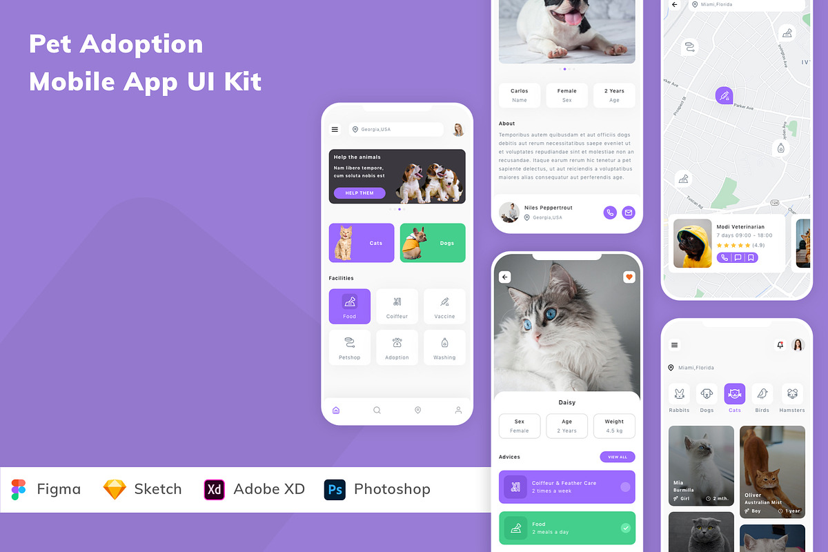 Pet Adoption Mobile App UI Kit, an UI Kit Template by Betush