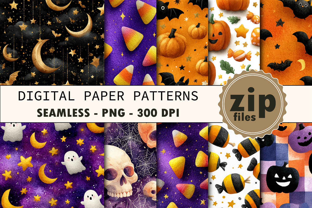 Halloween Digital Patterns, a Texture Graphic by CitraGraphics (Photo 1 of 6)