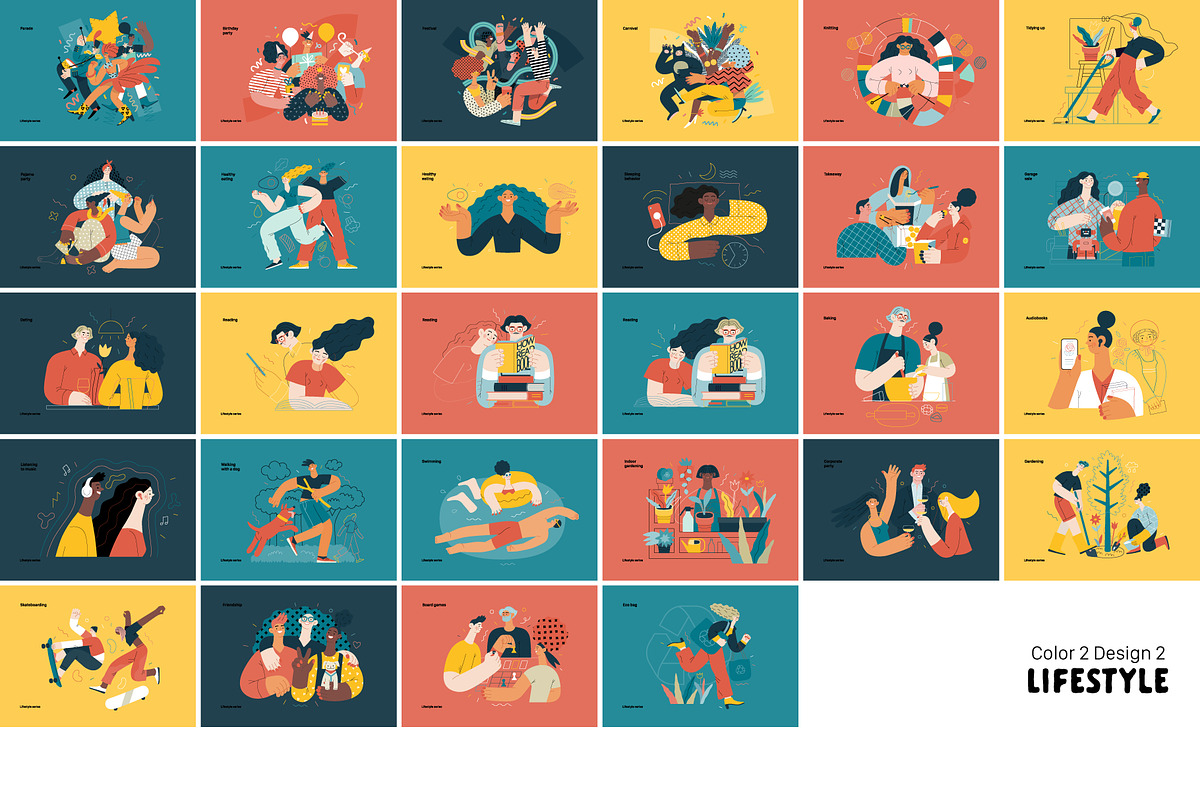 Lifestyle vector ills, color 2, a Templates & Theme by Grivina's shop (Photo 15 of 18)