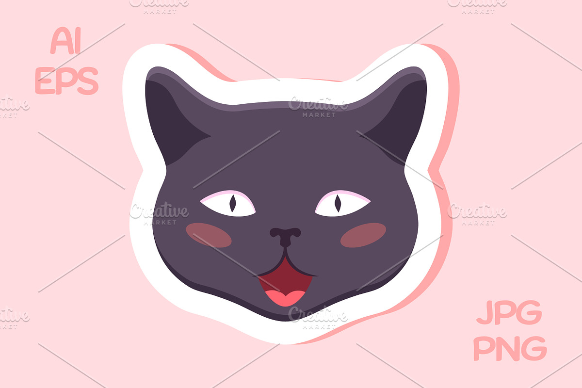 Gray Cat Emoji Stickers, an Animal Illustration by PsychocheArt (Photo 7 of 9)