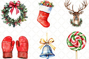 Funny Christmas Watercolor Clipart, an Illustration by Black Bird Studio (Thumbnail 6 of 6)