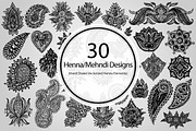 30 Henna/Mehndi Designs (Vector), an Object Graphic by BIOWORKZ (Thumbnail 1 of 4)