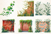 Floral Brick Wall Watercolor Clipart, an Illustration by Libby Wishes (Thumbnail 2 of 4)