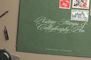 Envelope-Postage Stamps Calligraphy, an Advertising Mockup by Custom Scene (Thumbnail 3 of 10)