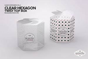 Clear Hexagon Twist Top Box Mockup