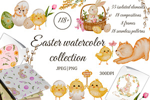 Easter Animal Watercolor Clipart Set, a Seasonal Illustration by ZabolotnaArt