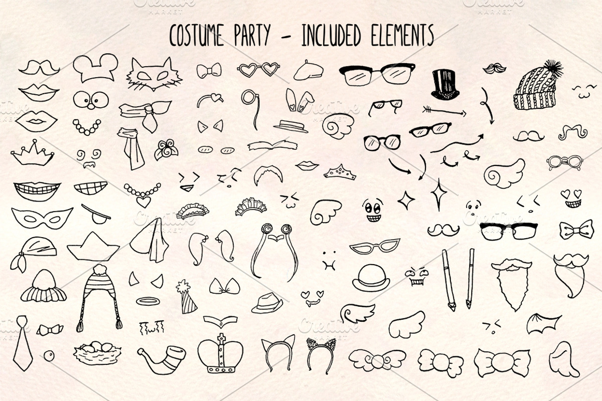 Costumes and Dress Up Vector Bundle, an Animal Illustration by Violet LeBeaux (Photo 1 of 3)