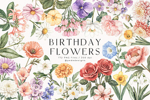 Birthday Flowers, a Decorative Illustration by PeDe Designs