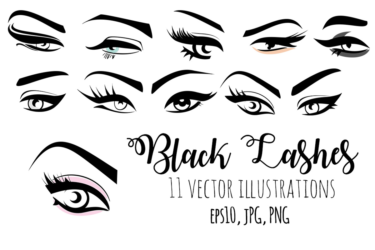 Black Lashes Vector eyes set, an Illustration by esylvia (Photo 1 of 3)