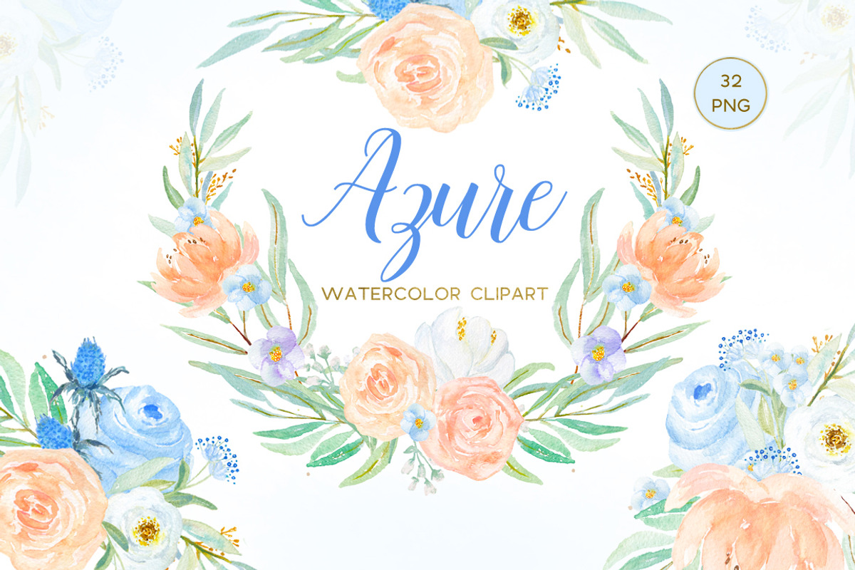Azure Blue, Peach & Rose clipart, an Illustration by LABFcreations (Photo 1 of 4)