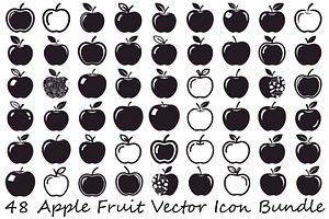 Apple Fruit Vector Icon Bundle, an Illustration by musafir_fashion