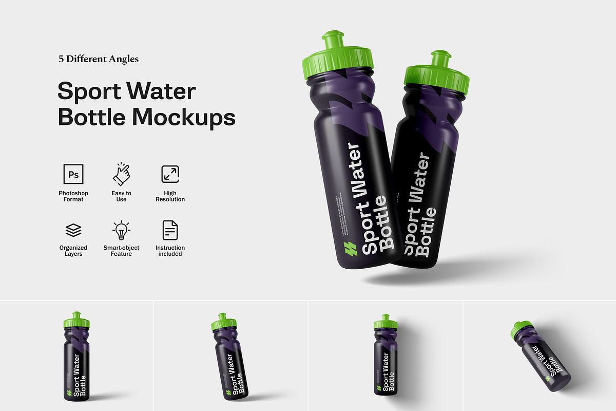 Sport Water Bottle Mockups, a Cups & Container Mockup by artimasa (Photo 1 of 6)