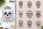 100 Decorative Vector Skulls, a Decorative Illustration by pixaroma (Thumbnail 17 of 37)
