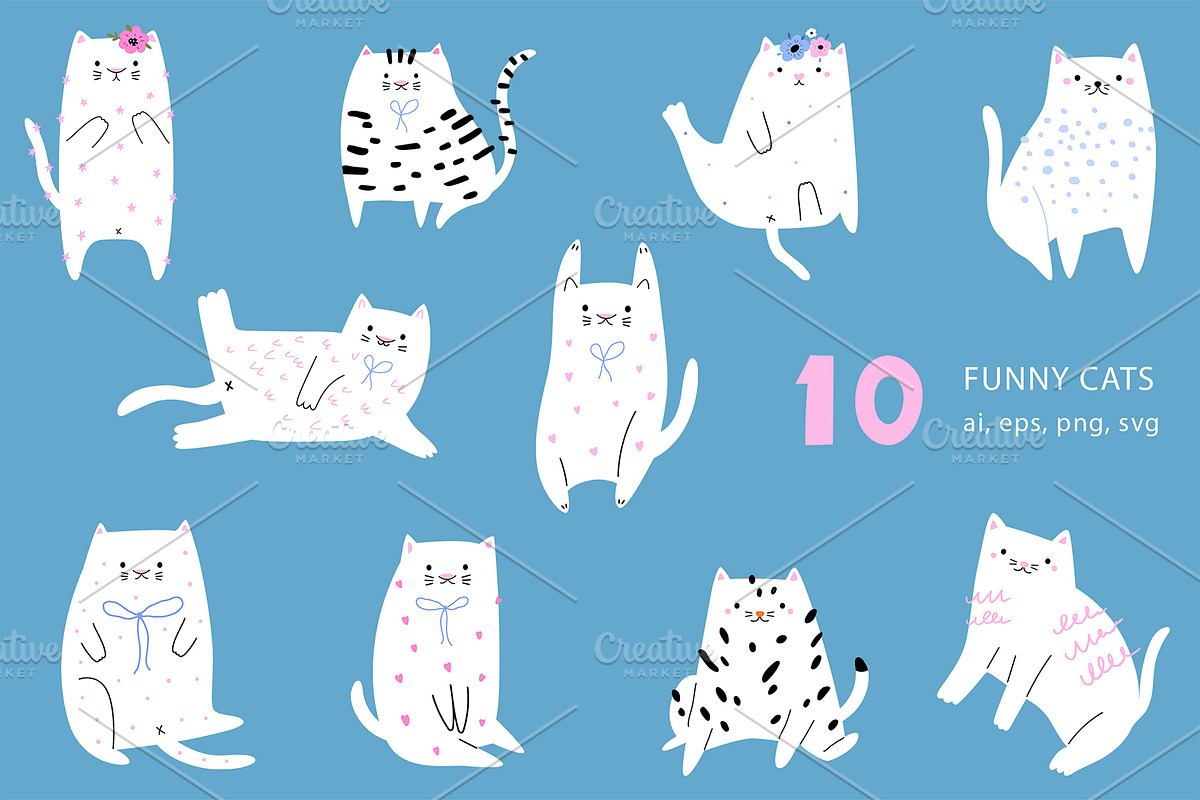 Cats & Flowers Cliparts, an Animal Illustration by danceyourlife (Photo 6 of 6)