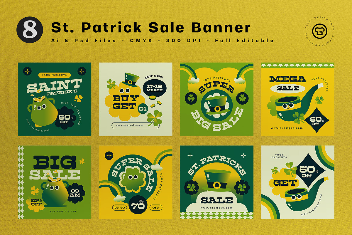 Green Cartoon St Patrick Sale Banner, an UI Kit Template by graphicook (Photo 1 of 5)
