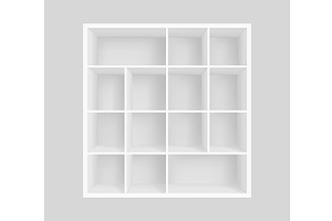 Empty white bookshelf, an Object Illustration by Vector Tradition