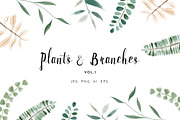 Watercolour Plants & Branches, an Illustration by GraphicSupplyCo. (Thumbnail 1 of 7)