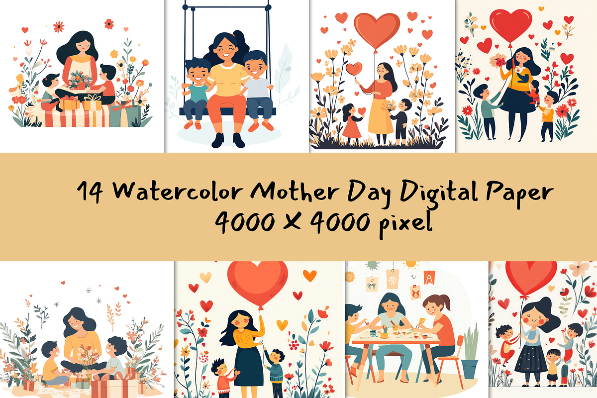 Mother & Kids Activity Clipart Set, an Object Graphic by ikarifq shop (Photo 1 of 4)