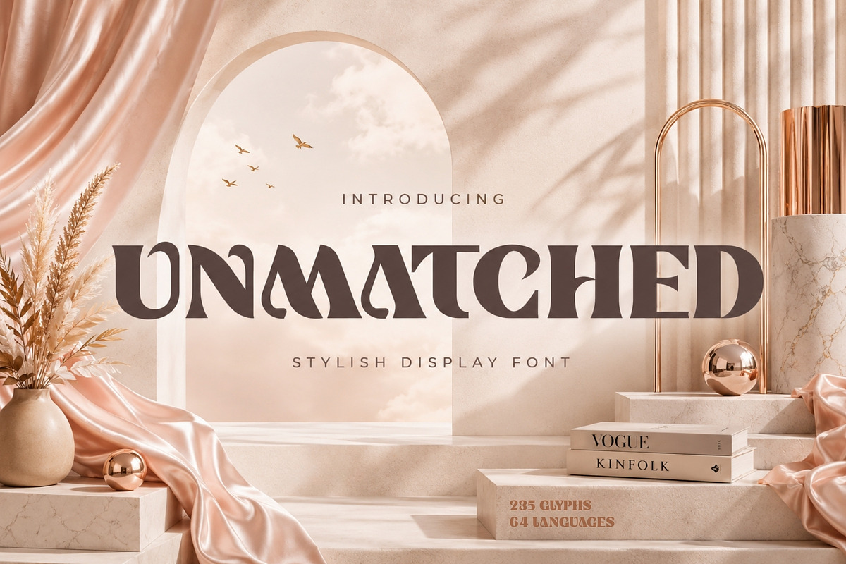 Unmatched - Stylish Display Font, a Sans Serif Font by HipFonts (Photo 1 of 9)