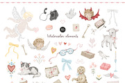 Whimsical Love Watercolor clipart, a Decorative Illustration by Kreker Kate (Thumbnail 2 of 11)