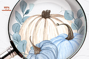 Blue Pumpkins Watercolor Clipart, a Food Illustration by BarvArt (Thumbnail 6 of 6)