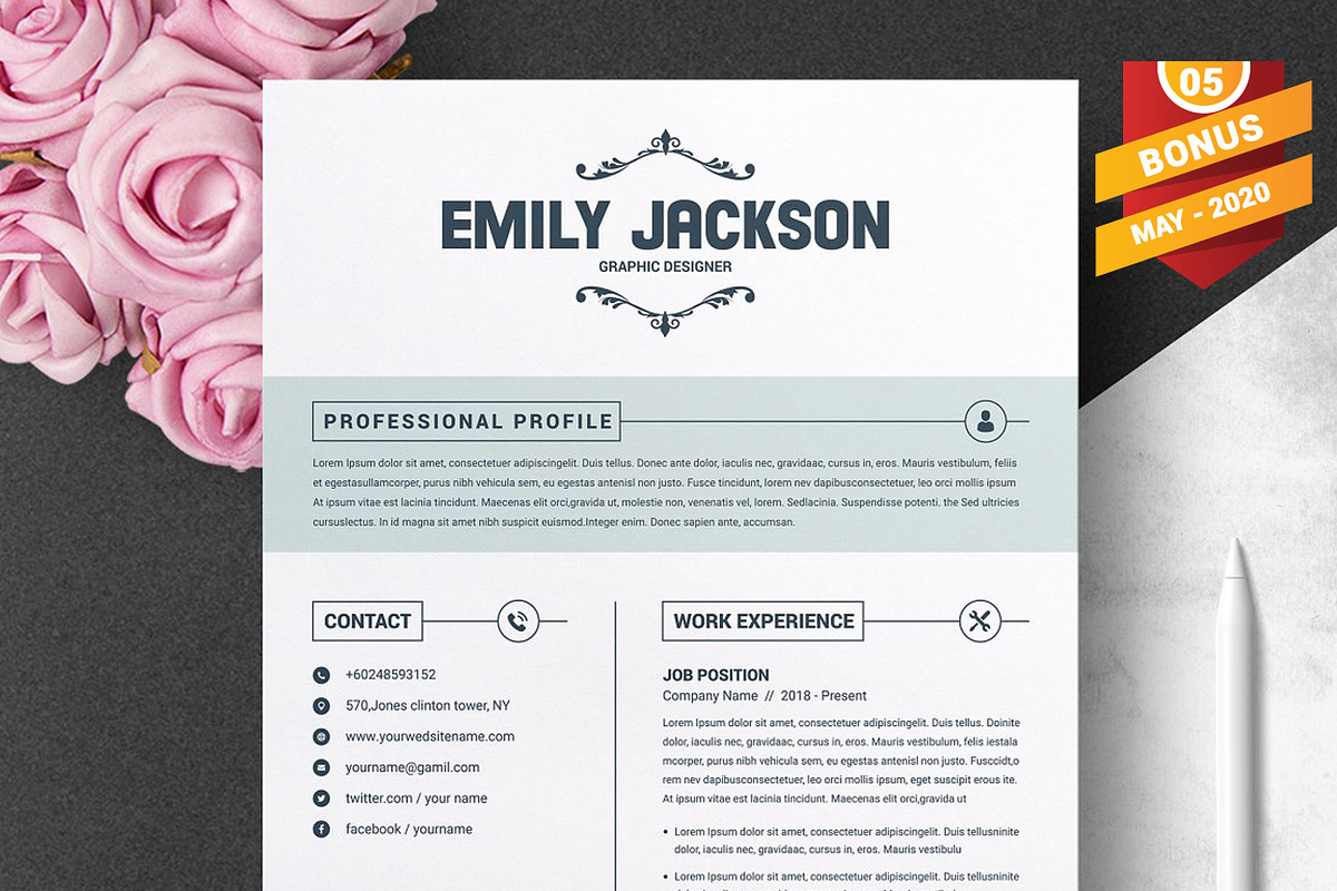 Resume/CV Bundle | 200+ for $29, a Resume Template by ResumeInventor (Photo 116 of 207)