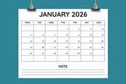 8.5x11 inch Minimalist 2026 Calendar, a Stationery Template by Sofir Nayeem (Thumbnail 1 of 2)