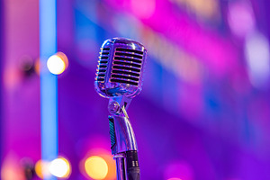 Retro microphone in a karaoke club, a Photo by Pictures for you!!!!!!!!!