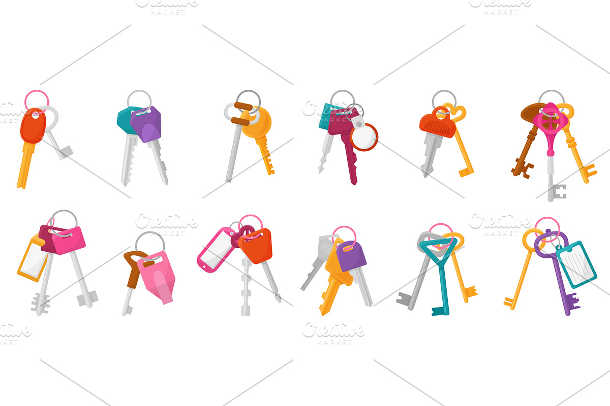 Key bunches. Modern retro keys with, an Illustration by Valerie Bodnar