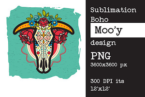 Sublimation Design Bull Cow Skull