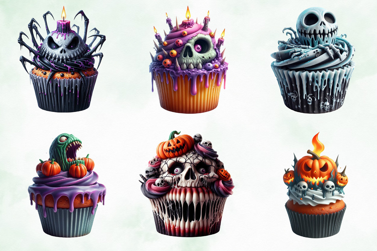 Scary Halloween Cupcake Clipart Png, an Illustration by Creative Art (Photo 3 of 4)