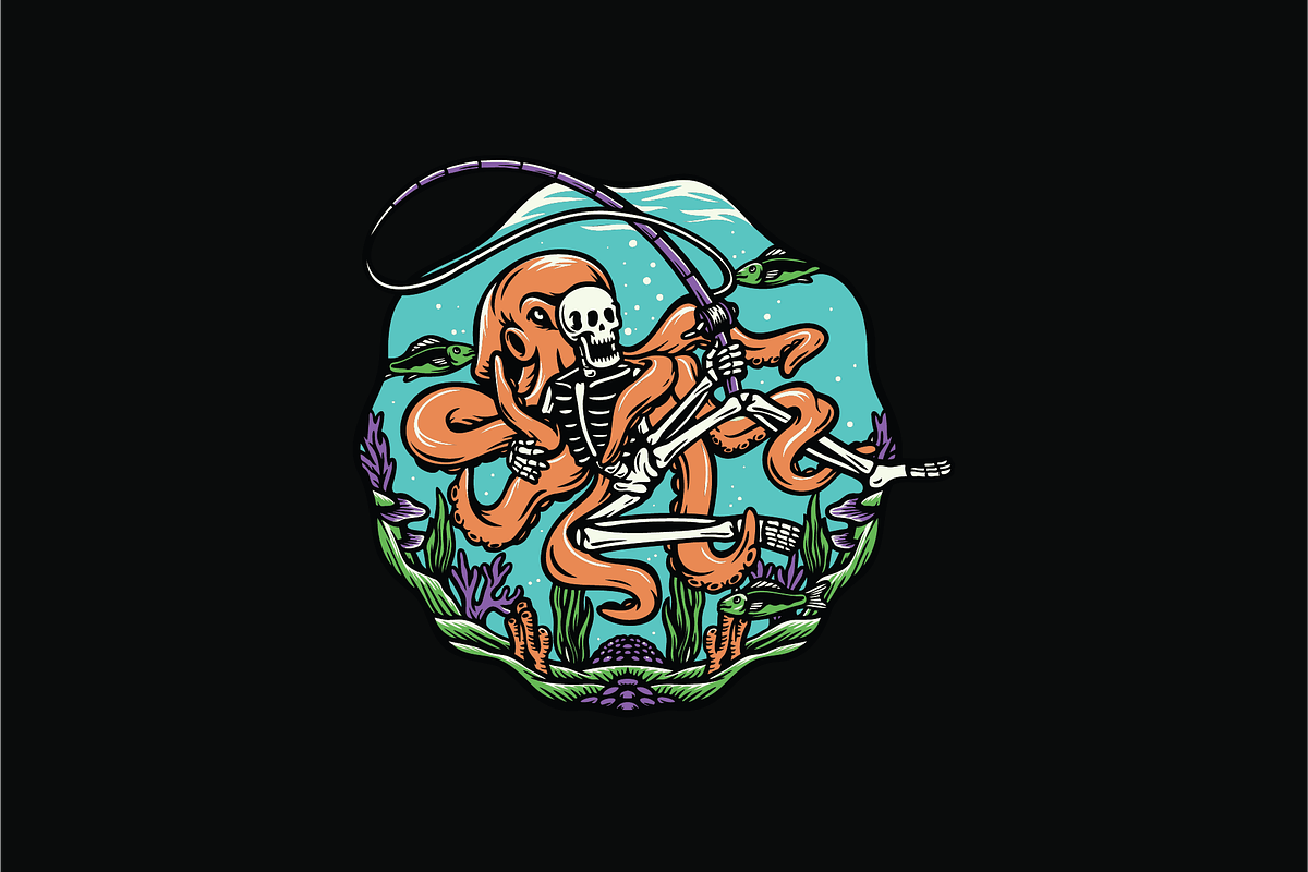 Skeleton Surfing the Ocean, an Object Illustration by nomlimo.com (Photo 1 of 3)