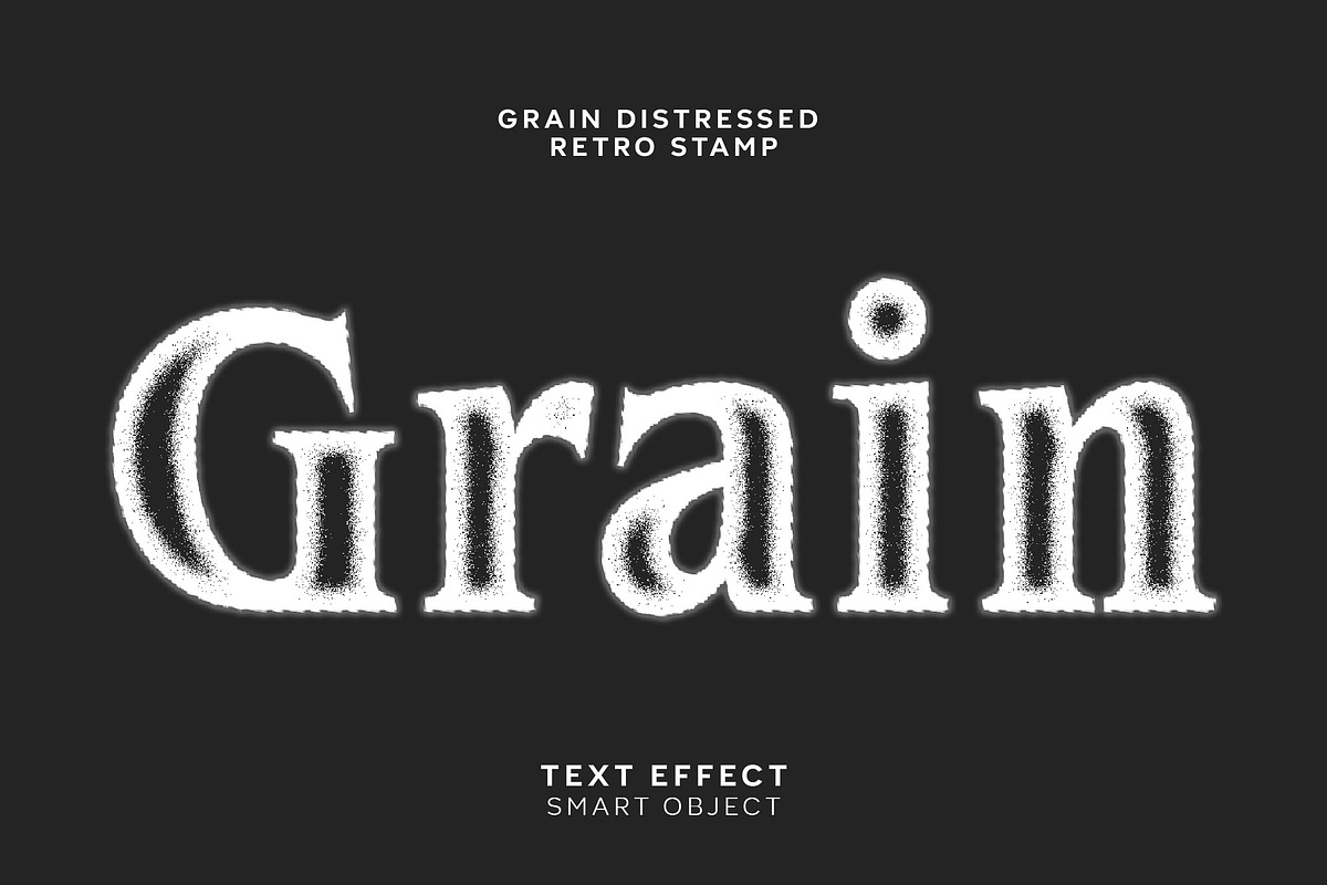 Grain Retro Stamp Text Effect, a Layer Style Add-On by studiogstock (Photo 1 of 2)