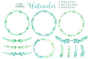 Watercolor Wreaths & Branches, an Illustration by Essem Creatives (Thumbnail 2 of 2)