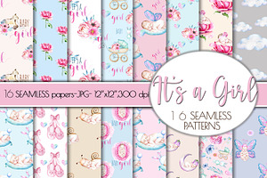 Baby Girl Seampless Patterns