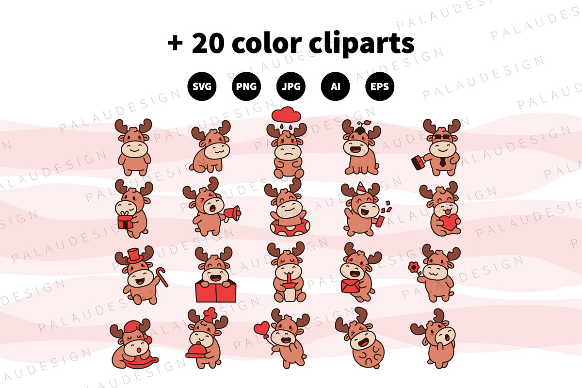 Moose Reindeer Clipart Set, an Animal Illustration by Palau (Photo 8 of 10)