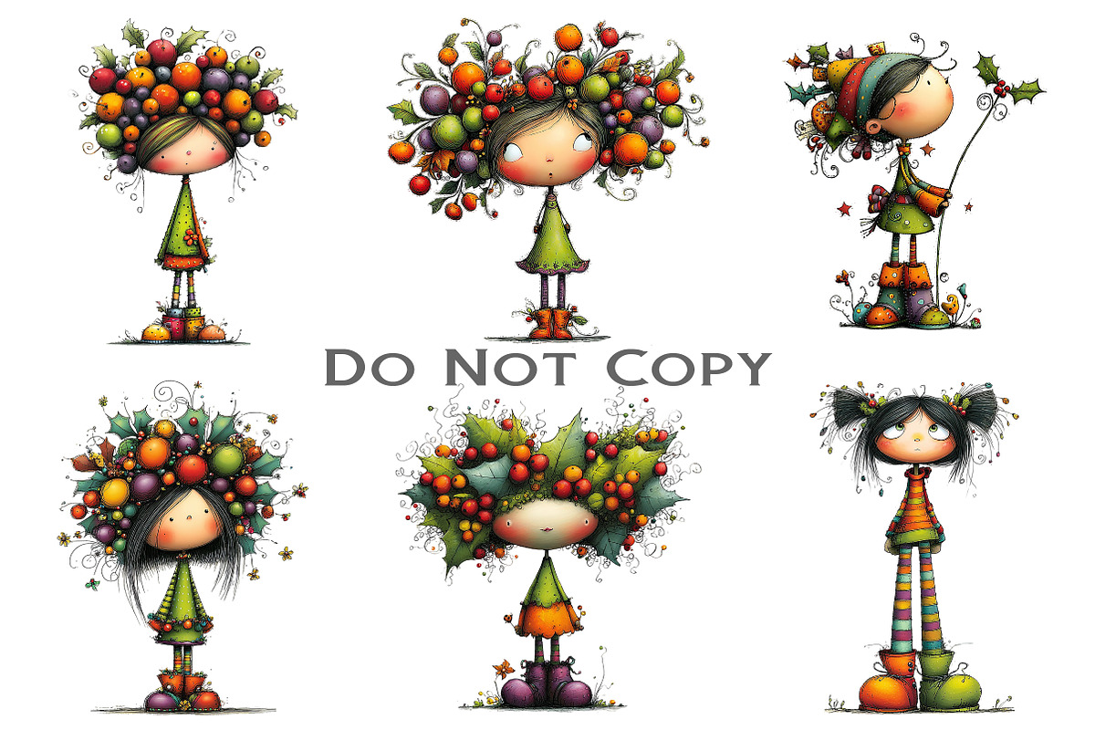 Quirky Holly Girl Clipart, an Illustration by Craft Nest (Photo 8 of 9)