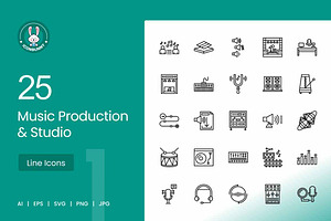 25 Music Production & Studio Icons, an Icon by IconBunny