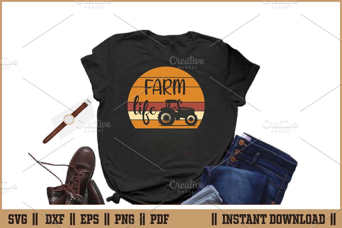 Retro Vintage Farm Life Tractor SVG, a Work Illustration by Handy Arts Studio (Photo 2 of 3)
