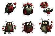 Whimsical valentine Owl Clipart, an Illustration by Dream Creation (Thumbnail 2 of 8)
