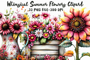 Whimsical Summer Flowers Clipart, an Illustration by Libby Wishes (Thumbnail 1 of 6)