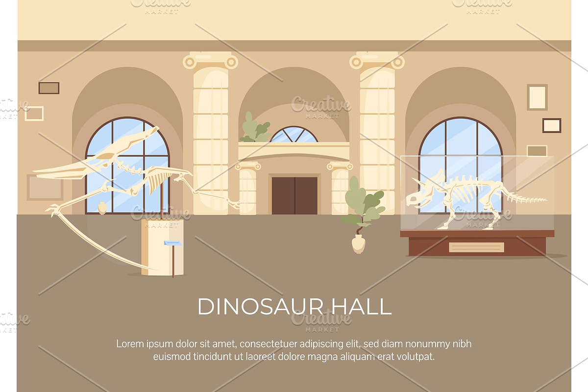 Dinosaur hall poster flat template, a Poster Template by IMG visuals characters