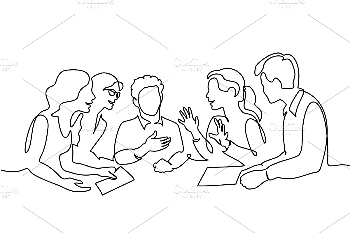Group of young people discuss, an Education Illustration by Valenty
