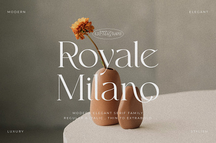 Royale Milano | Modern Serif Family, a Serif Font by Krismagraph